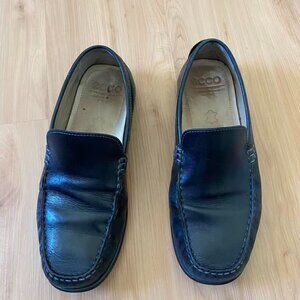 Ecco Mens Loaf Black Leather Shoes Size 41.0 (7.5 US)